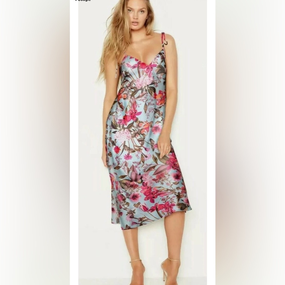 Victoria's Secret Pink Floral satin Midi‎ slip Dress Medium NWT